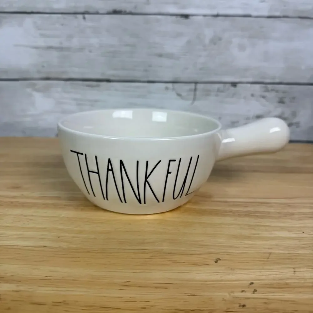 Rae Dunn Gobble & Thankful Soup Bowl with Handle